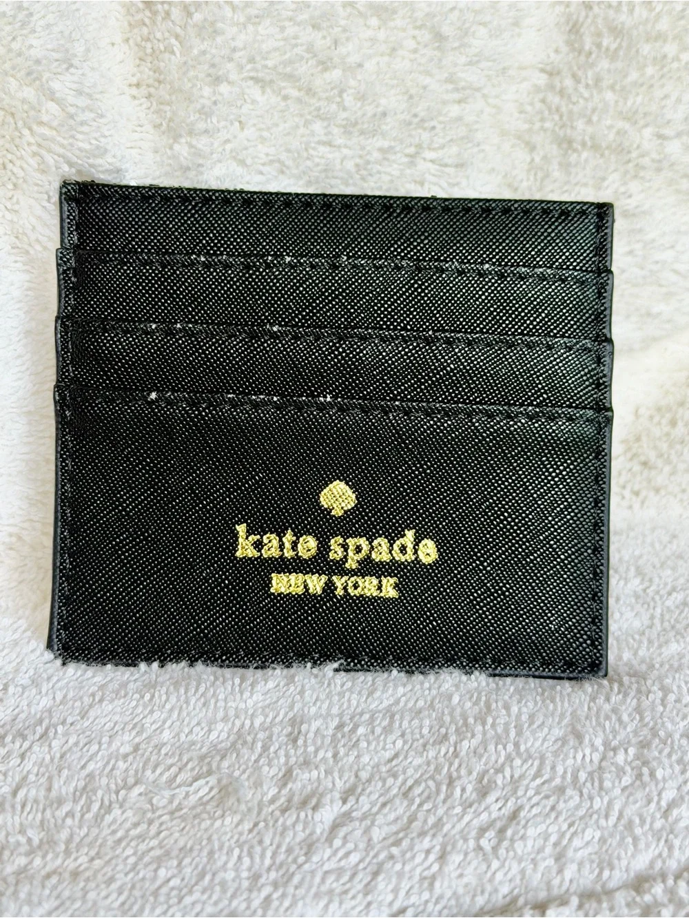 kate spade Greta Court Black Glitter card holder -EUC